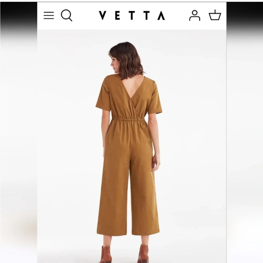 Vetta The Wrap Jumpsuit Gold Canvas Capsule Wardrobe Small - Picture 2 of 6